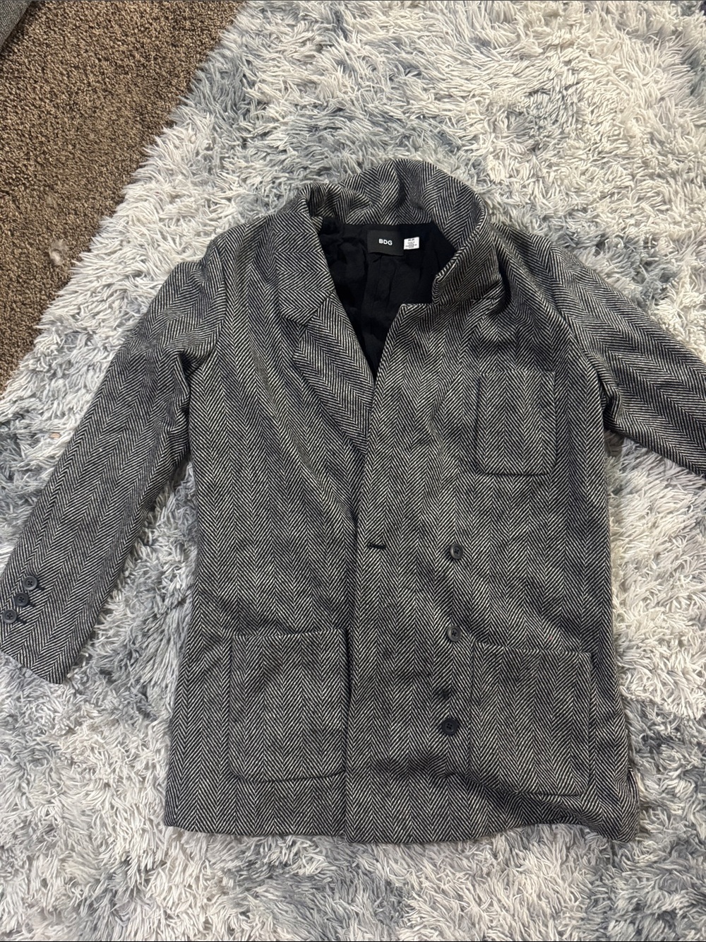 WoMen's Gray Herringbone Overcoat -